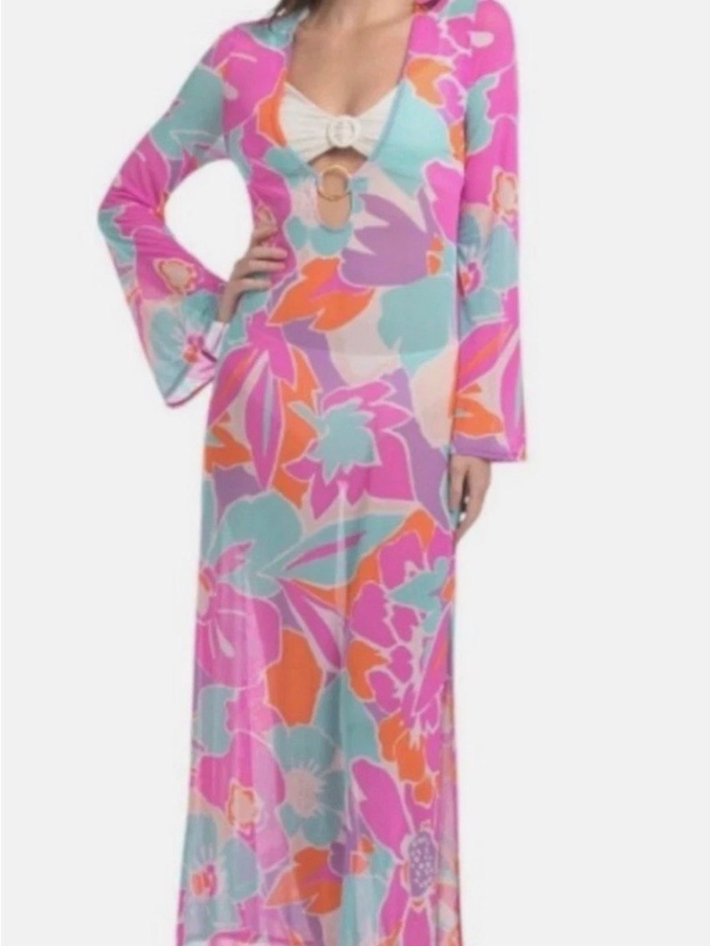 New $178 Stunning Floral Maxi Dress Swim Suit Cover Up - Trina Turk